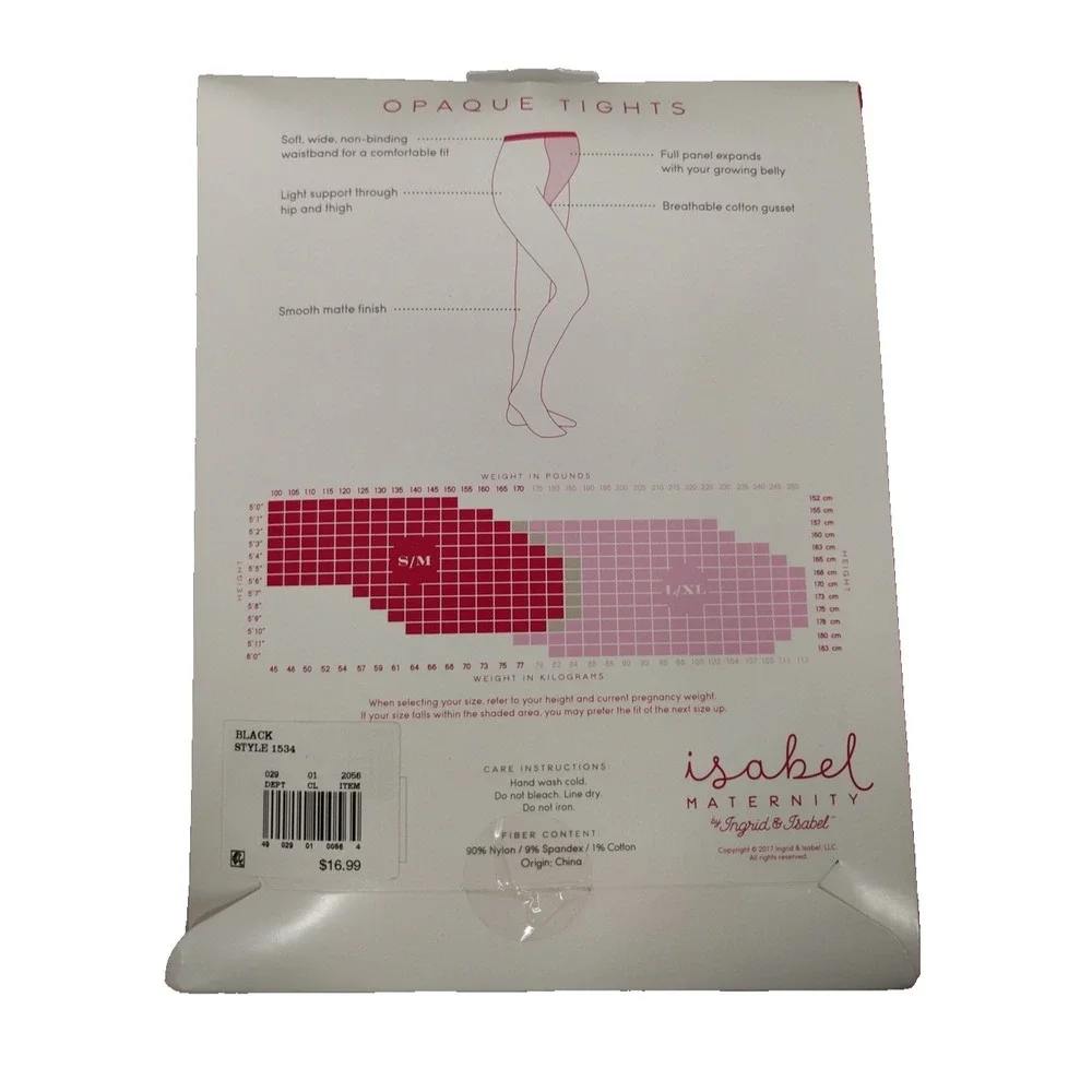 Isabel Opaque Maternity Tights by Ingrid & Isabel, Pregnancy Tights, Black S/M